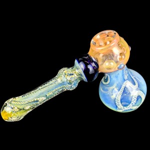 7.5" Gold Fumed & Frit Chain Art Bubbler - [STJ136]